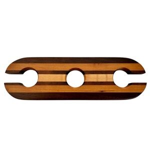 EUC Wine Bottle and Wine Glass Holder Handmade Multi-Wood